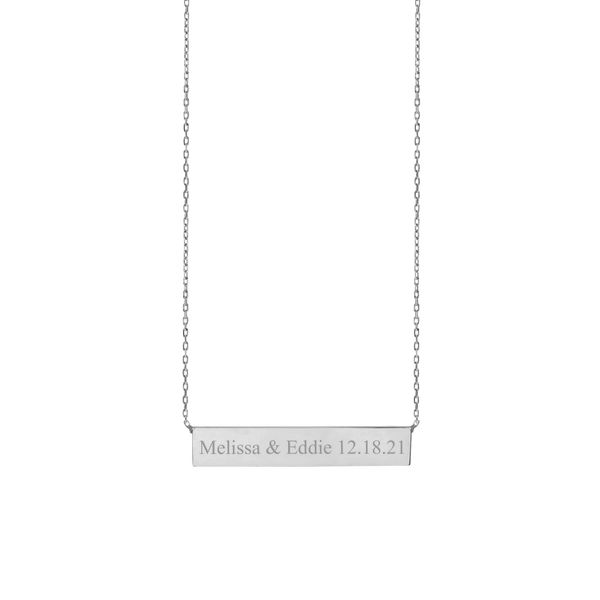 Bar Necklace with Optional Engraving in Sterling Silver (18" Chain)