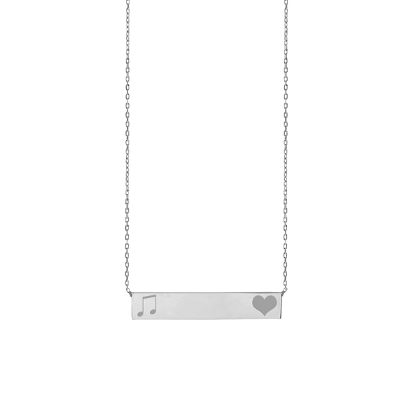 Bar Necklace with Optional Engraving in 14K White Gold (18" Chain)