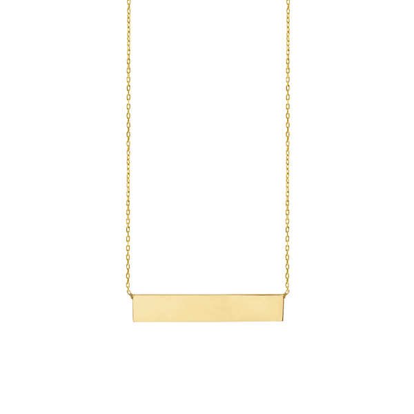 Bar Necklace with Optional Engraving in Sterling Silver 18K Yellow Gold Finish (18" Chain)