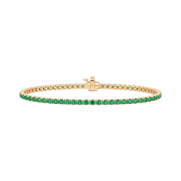 Tennis Bracelet with Emerald Stones (May Birthstones) in 14K Gold (1.75 mm - 4.0 mm)