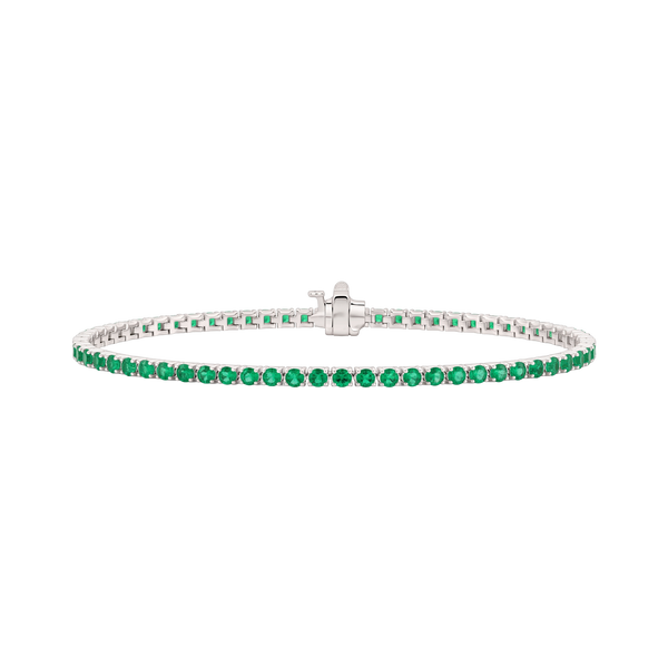 Tennis Bracelet with Emerald Stones (May Birthstones) in 14K Gold (1.75 mm - 4.0 mm)