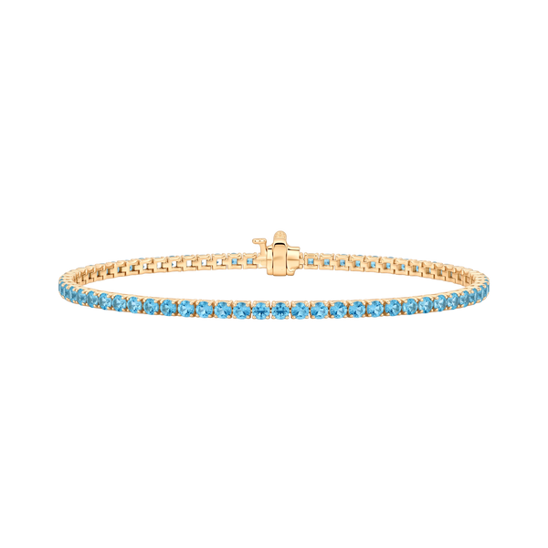 Tennis Bracelet with Blue Topaz Stones (December Birthstones) in 14K Gold (1.75 mm - 4.0 mm)