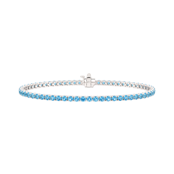 Tennis Bracelet with Blue Topaz Stones (December Birthstones) in 14K Gold (1.75 mm - 4.0 mm)