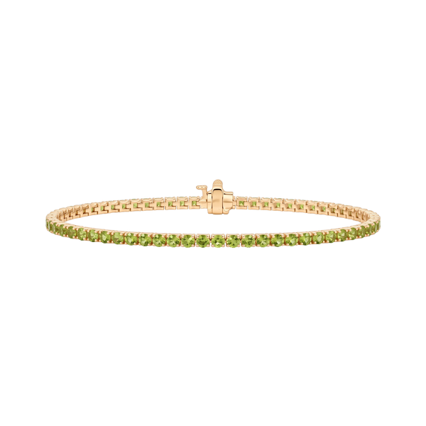 Tennis Bracelet with Peridot Stones (August Birthstones) in 18K Gold (1.75 mm - 4.0 mm)