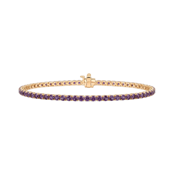 Tennis Bracelet with Alexandrite Stones (June Birthstones) in 14K Gold (1.75 mm - 4.0 mm)