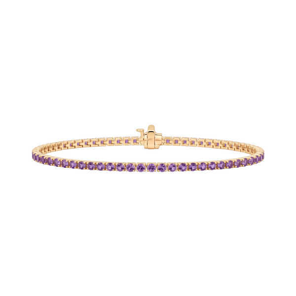 Tennis Bracelet with Amethyst Stones (February Birthstones) in 18K Gold (1.75 mm - 4.0 mm)
