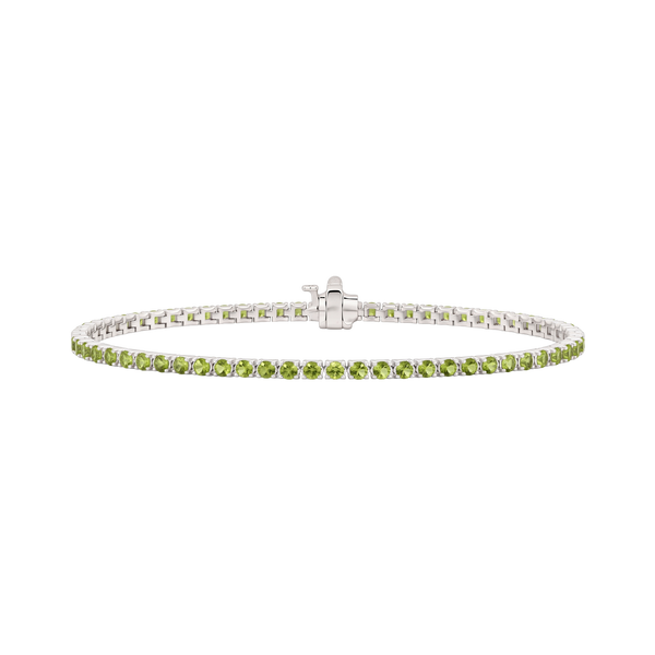 Tennis Bracelet with Peridot Stones (August Birthstones) in 14K Gold (1.75 mm - 4.0 mm)