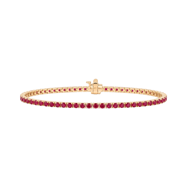 Tennis Bracelet with Ruby Stones (July Birthstones) in 18K Gold (1.75 mm - 4.0 mm)