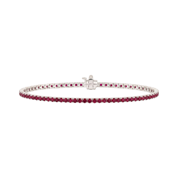 Tennis Bracelet with Ruby Stones (July Birthstones) in 14K Gold (1.75 mm - 4.0 mm)
