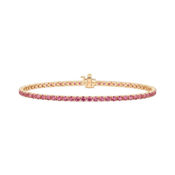 Tennis Bracelet with Tourmaline Stones (October Birthstones) in 18K Gold (1.75 mm - 4.0 mm)