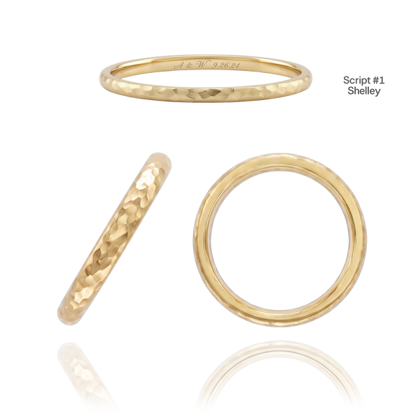 14K Yellow Gold Domed Wedding Bands with Optional Engraving  (2.0 mm)