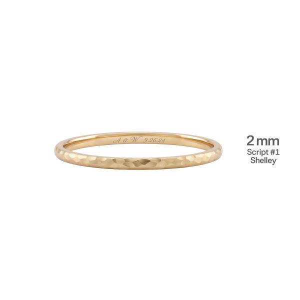 14K Yellow Gold Domed Wedding Bands with Optional Engraving  (2.0 mm)