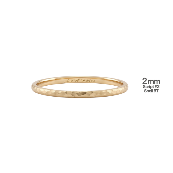 14K Yellow Gold Domed Wedding Bands with Optional Engraving  (2.0 mm)