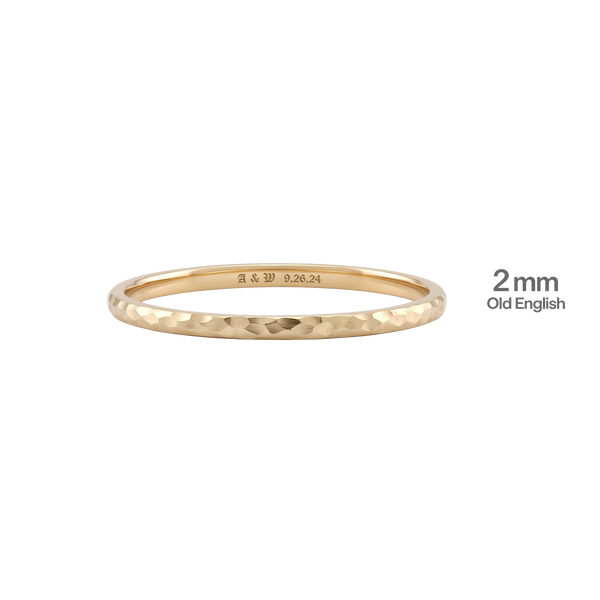 14K Yellow Gold Domed Wedding Bands with Optional Engraving  (2.0 mm)