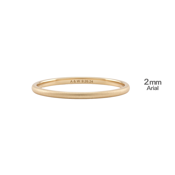 14K Yellow Gold Domed Wedding Bands with Optional Engraving  (2.0 mm)