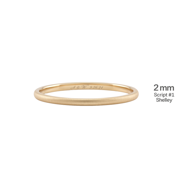 14K Yellow Gold Domed Wedding Bands with Optional Engraving  (2.0 mm)