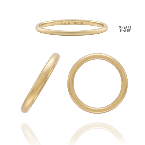 14K Yellow Gold Domed Wedding Bands with Optional Engraving  (2.0 mm)