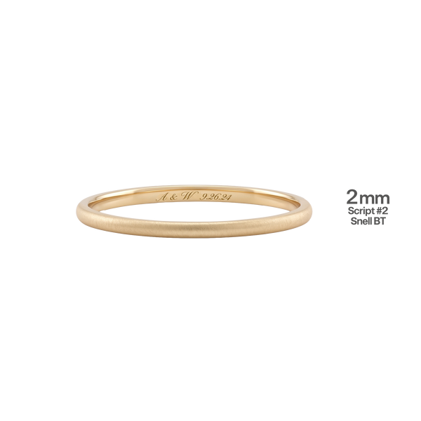 14K Yellow Gold Domed Wedding Bands with Optional Engraving  (2.0 mm)
