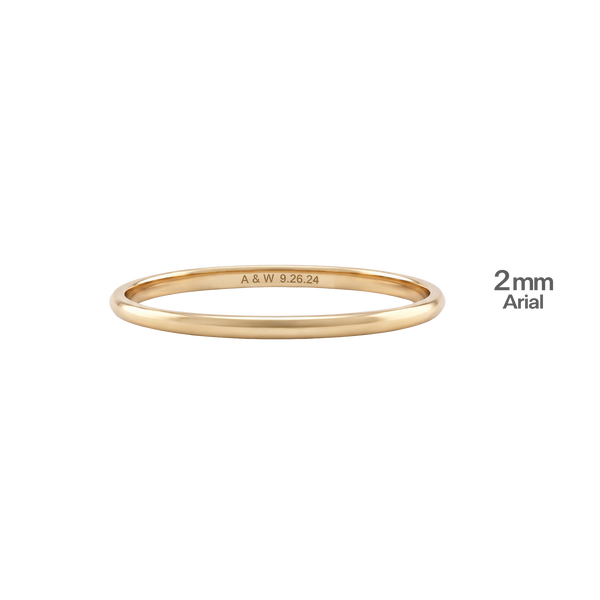 14K Yellow Gold Domed Wedding Bands with Optional Engraving  (2.0 mm)