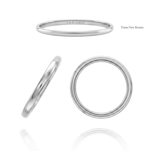 14K White Gold Domed Wedding Bands with Optional Engraving  (2.0 mm)