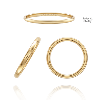 14K Yellow Gold Domed Wedding Bands with Optional Engraving  (2.0 mm)