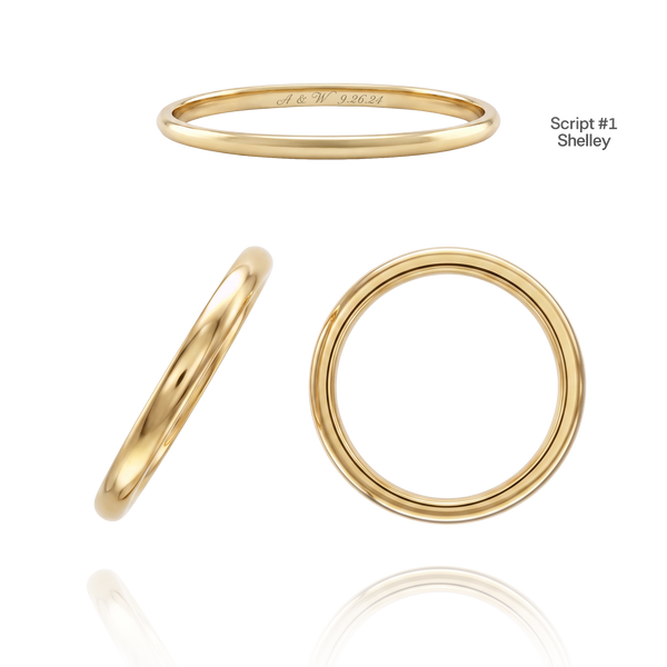 14K Yellow Gold Domed Wedding Bands with Optional Engraving  (2.0 mm)