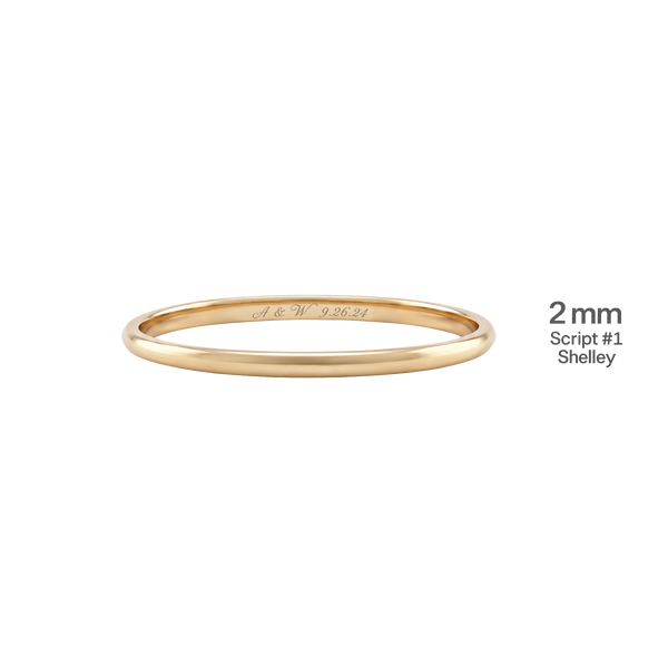 14K Yellow Gold Domed Wedding Bands with Optional Engraving  (2.0 mm)