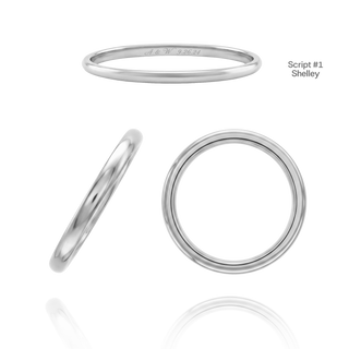 14K White Gold Domed Wedding Bands with Optional Engraving  (2.0 mm)