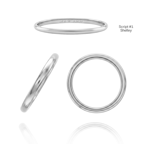 Sterling Silver Comfort Fit Wedding Bands with Optional Engraving  (2.0 mm)