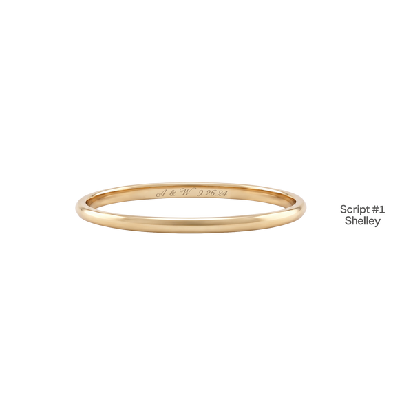 14K Yellow Gold Domed Wedding Bands with Optional Engraving  (2.0 mm)