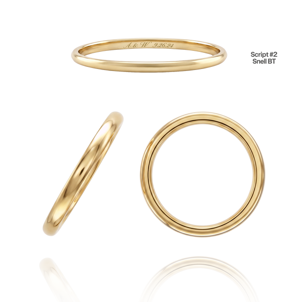 14K Yellow Gold Domed Wedding Bands with Optional Engraving  (2.0 mm)