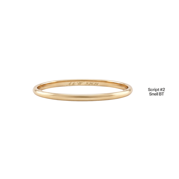 14K Yellow Gold Domed Wedding Bands with Optional Engraving  (2.0 mm)