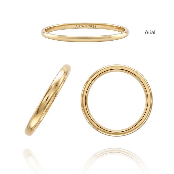 14K Yellow Gold Domed Wedding Bands with Optional Engraving  (2.0 mm)