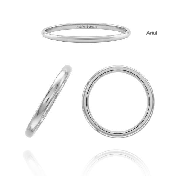 14K White Gold Domed Wedding Bands with Optional Engraving  (2.0 mm)
