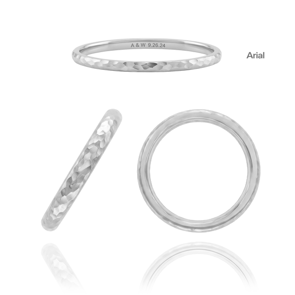 14K White Gold Domed Wedding Bands with Optional Engraving  (2.0 mm)