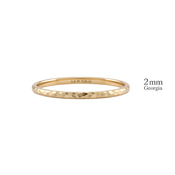 14K Yellow Gold Domed Wedding Bands with Optional Engraving  (2.0 mm)