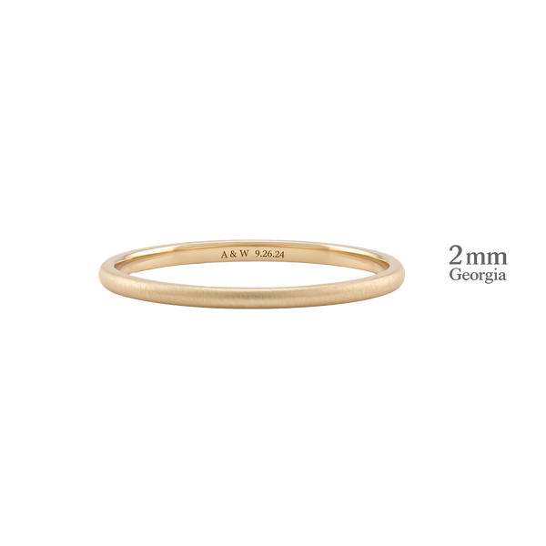 14K Yellow Gold Domed Wedding Bands with Optional Engraving  (2.0 mm)