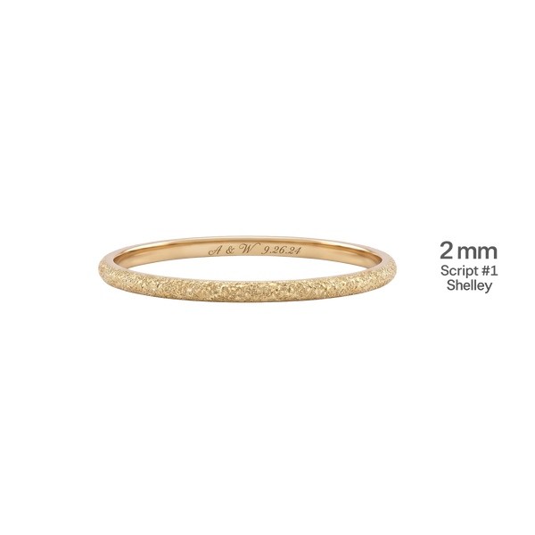 14K Yellow Gold Domed Wedding Bands with Optional Engraving  (2.0 mm)