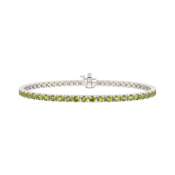 Tennis Bracelet with Peridot Stones (August Birthstones) in 14K Gold (1.75 mm - 4.0 mm)