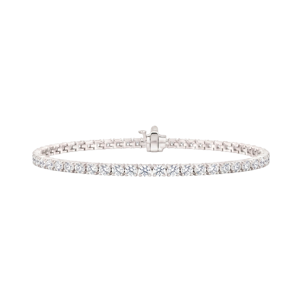 Tennis Bracelet with Lab Grown Diamond Stones (April Birthstones) in 18K Gold (1.75 mm - 4.0 mm)