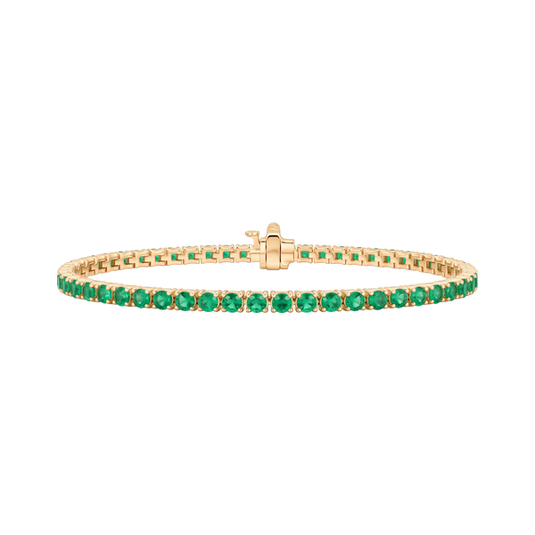 Tennis Bracelet with Emerald Stones (May Birthstones) in 14K Gold (1.75 mm - 4.0 mm)