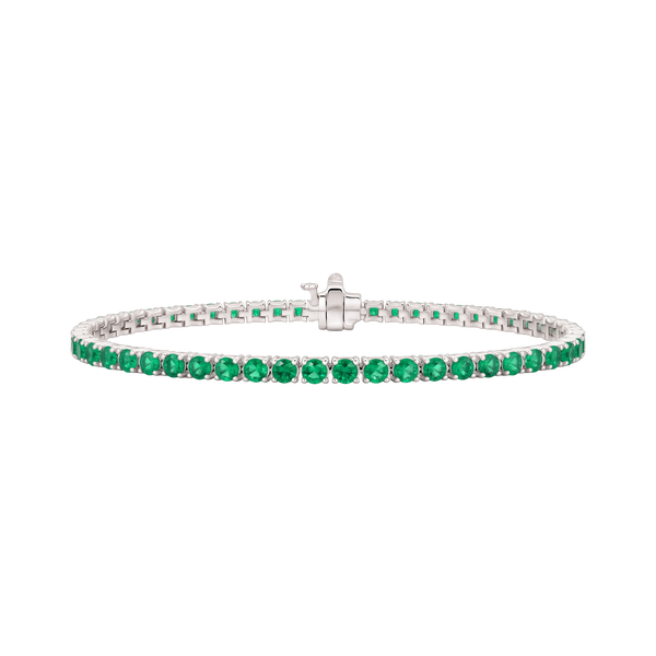 Tennis Bracelet with Emerald Stones (May Birthstones) in 18K Gold (1.75 mm - 4.0 mm)