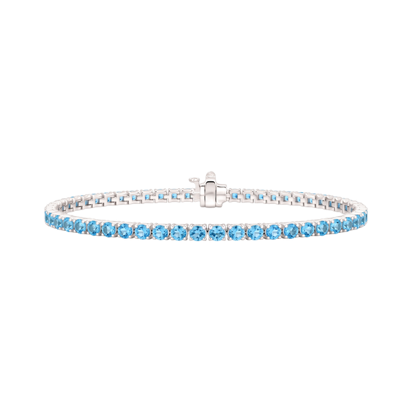 Tennis Bracelet with Blue Topaz Stones (December Birthstones) in 14K Gold (1.75 mm - 4.0 mm)
