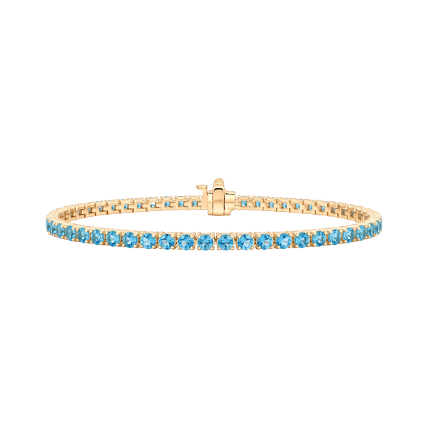 Tennis Bracelet with Blue Topaz Stones (December Birthstones) in 18K Gold (1.75 mm - 4.0 mm)
