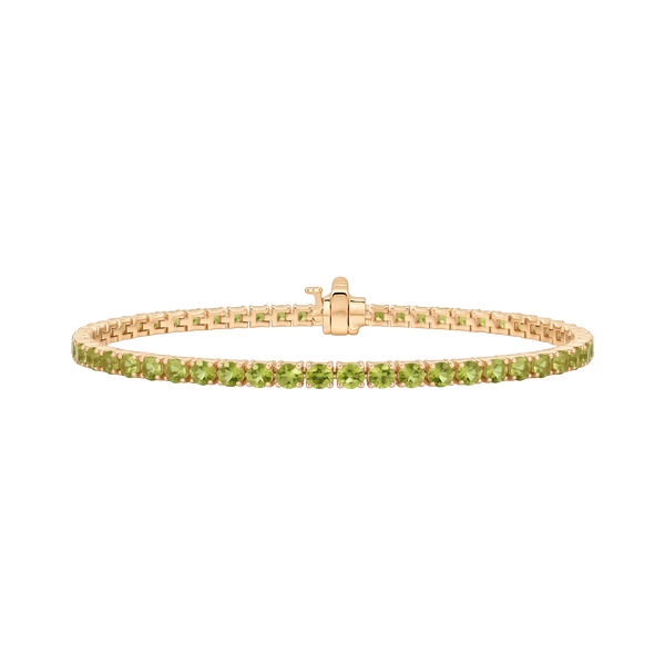 Tennis Bracelet with Peridot Stones (August Birthstones) in 14K Gold (1.75 mm - 4.0 mm)