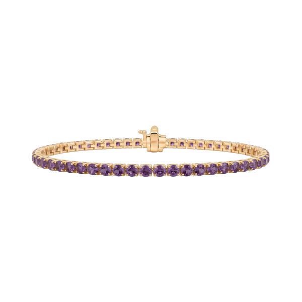Tennis Bracelet with Alexandrite Stones (June Birthstones) in 18K Gold (1.75 mm - 4.0 mm)
