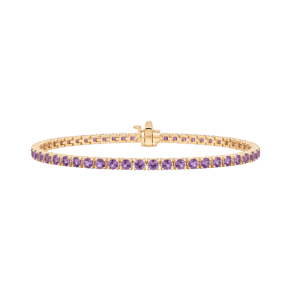 Tennis Bracelet with Amethyst Stones (February Birthstones) in 18K Gold (1.75 mm - 4.0 mm)