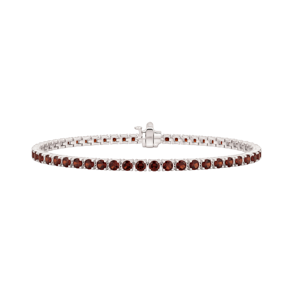 Tennis Bracelet with Garnet Stones (January Birthstones) in 18K Gold (1.75 mm - 4.0 mm)