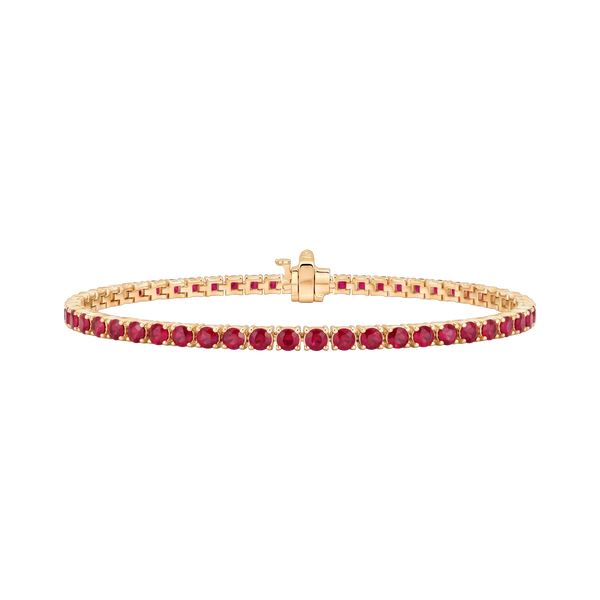 Tennis Bracelet with Ruby Stones (July Birthstones) in 14K Gold (1.75 mm - 4.0 mm)