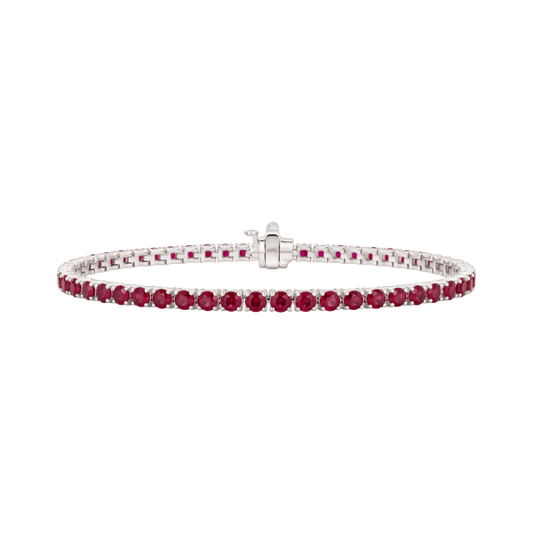 Tennis Bracelet with Ruby Stones (July Birthstones) in 18K Gold (1.75 mm - 4.0 mm)